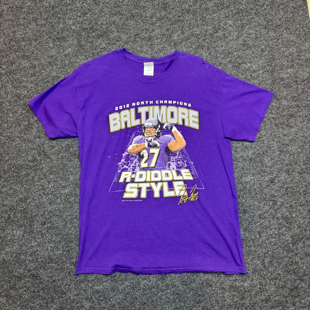 Gildan Baltimore 2012 North Champions Ray Rice R-Diddle Style Purple T-Shirt L